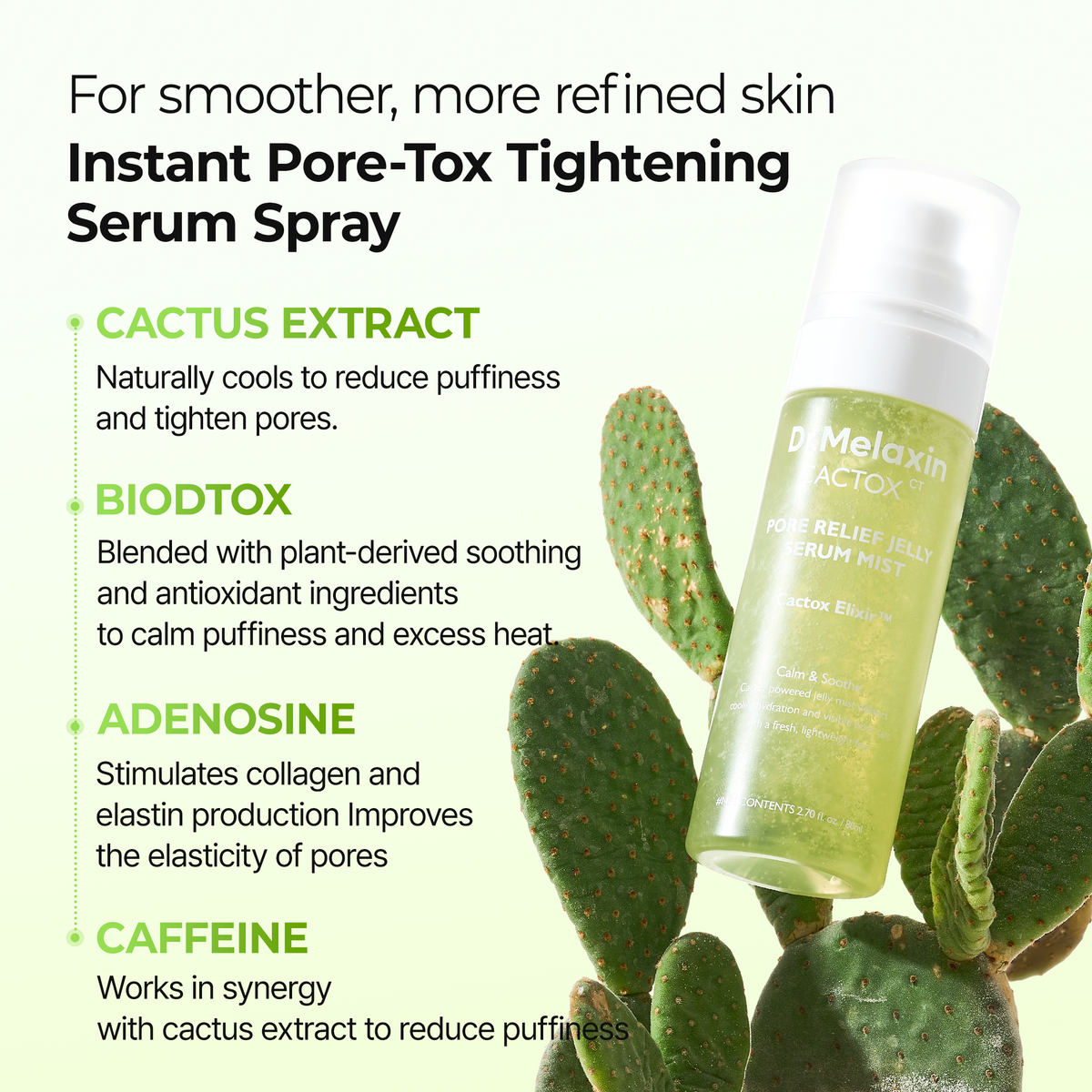 [CLEARANCE SALE] CACTOX Pore Relief Jelly Toner 60 Pads  & Serum Mist Duo