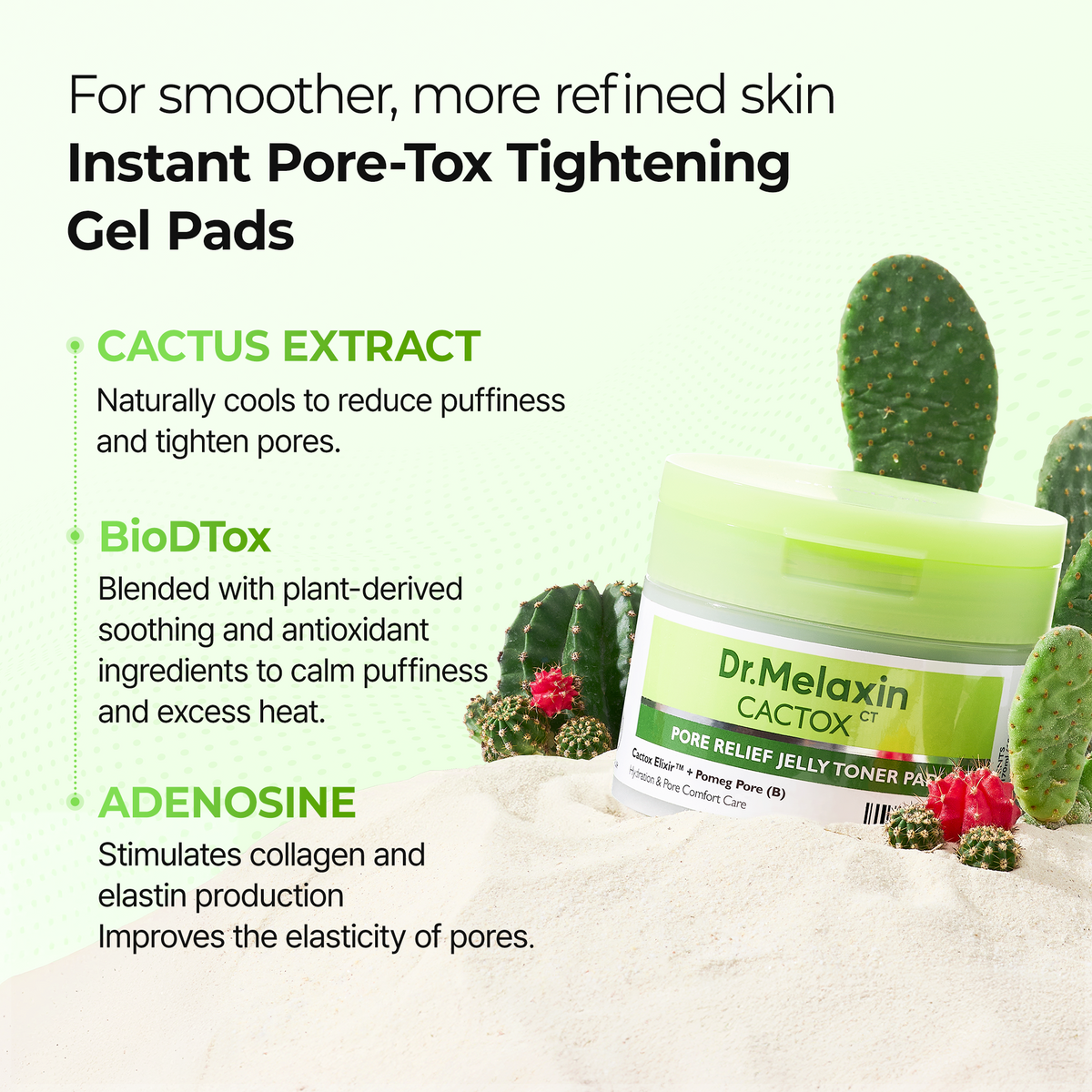 [CLEARANCE SALE] CACTOX Pore Relief Jelly Toner 60 Pads  & Serum Mist Duo